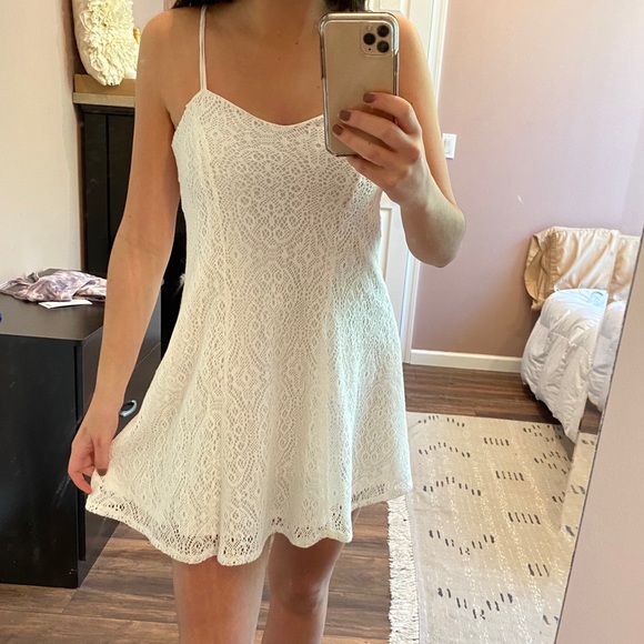 knee length dresses for ladies Faren Lace Trim Maxi Dress White– Selfie Leslie